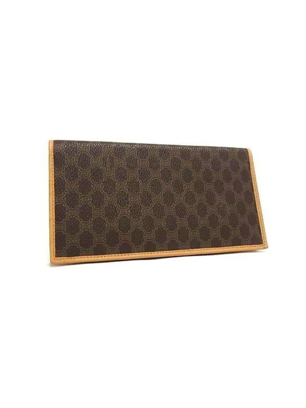 Celine Wallet Macadam Pattern Billfold Brown Leather Vintage Bifold